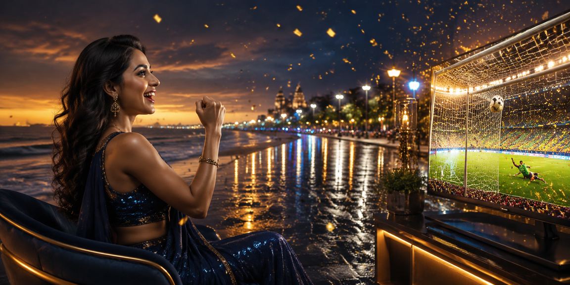 Marina Beach in Chennai with neon lights symbolizing online gaming excitement