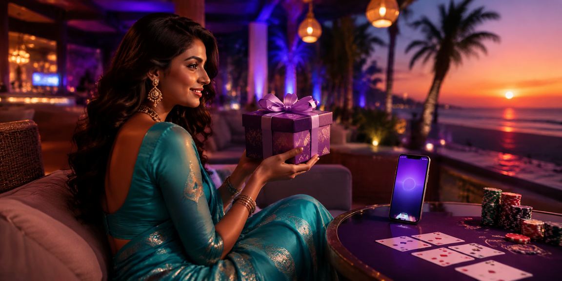 User playing poker game on mobile device in a stylish setting